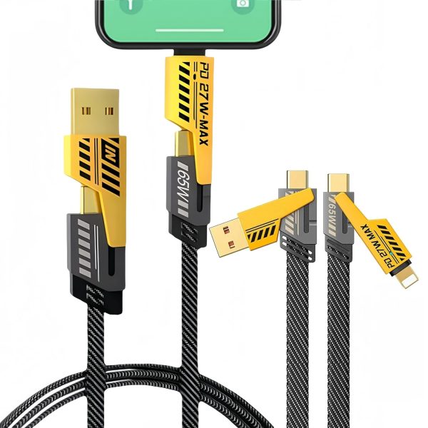 ⚡ 4-in-1 Multi USB Fast Charging Cable 🔌 – For iPhone 📱 Android 🤖 Type-C & Micro USB | 🚚 Free Delivery