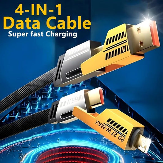 ⚡ 4-in-1 Multi USB Fast Charging Cable 🔌 – For iPhone 📱 Android 🤖 Type-C & Micro USB | 🚚 Free Delivery
