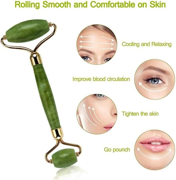 💚 Jade Roller & Gua Sha Set 🌿 | Natural Facial Massage Tool for Glowing Skin ✨