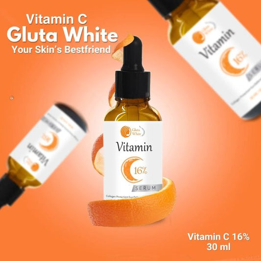 ✨ Gluta White Vitamin C Serum 16% 🍊 – Glow Booster for Radiant Skin (30ml)