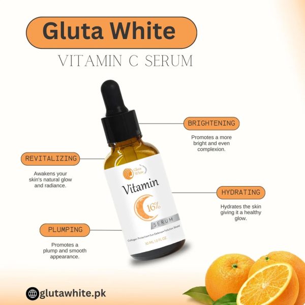 ✨ Gluta White Vitamin C Serum 16% 🍊 – Glow Booster for Radiant Skin (30ml)
